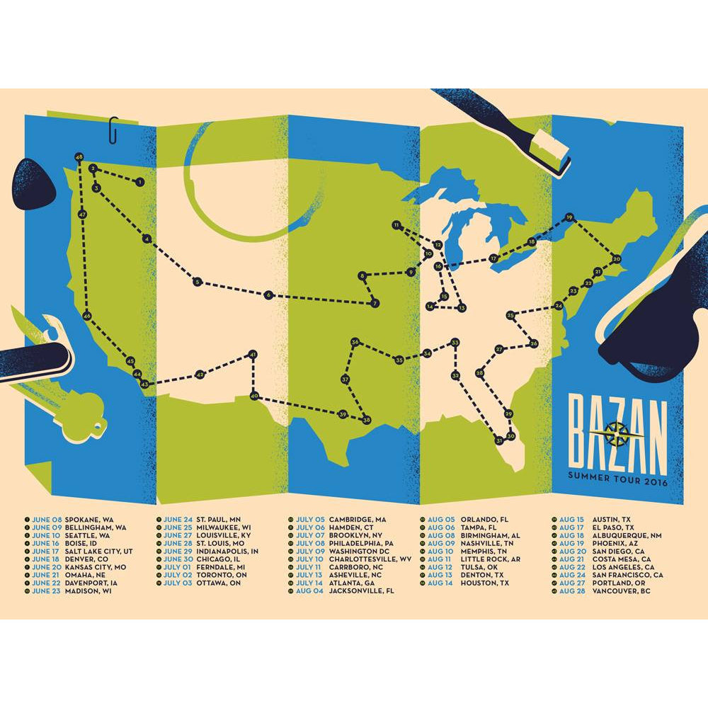 Bazan Summer 2016 Tour Poster 24x18"
